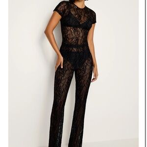 Black lace pant set